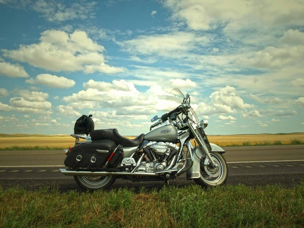 motorcycle in front of open field